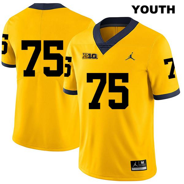 Youth NCAA Michigan Wolverines Jon Runyan #75 No Name Yellow Jordan Brand Authentic Stitched Legend Football College Jersey VF25E80CP